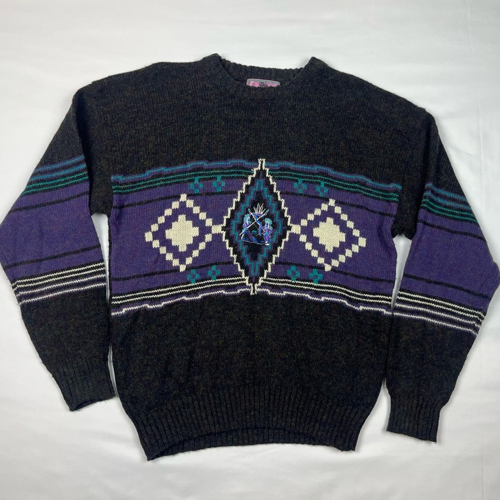 Vtg Concrete Mix Mens Sweater Medium 80s Southwestern Native American A9